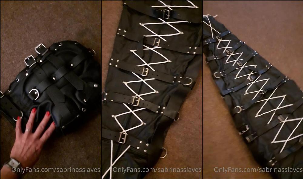 sabrinasslaves 06 11 2021 2267197842 My new leather sleep sack I am about to use down the dungeon.