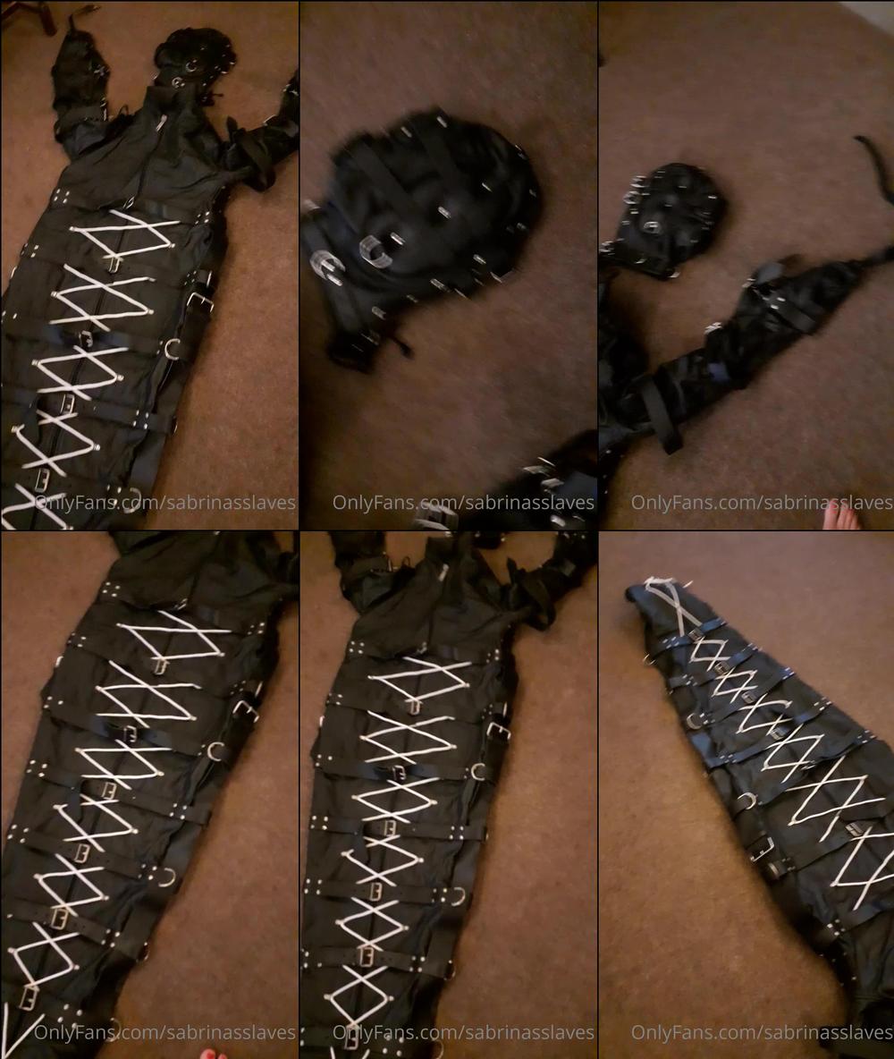 sabrinasslaves 06 11 2021 2267197842 My new leather sleep sack I am about to use down the dungeon.