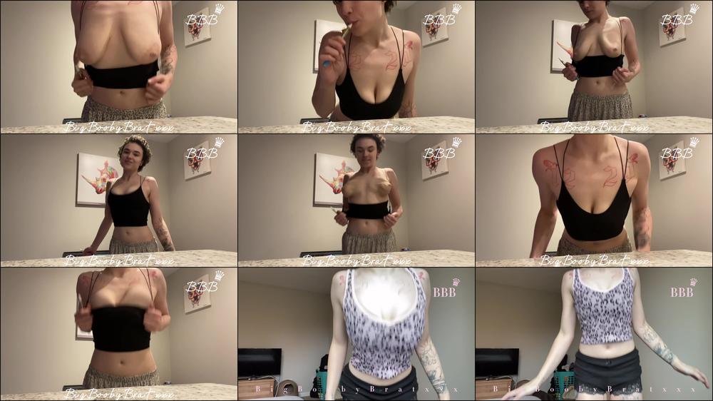 Smoking tank top tit bouncing