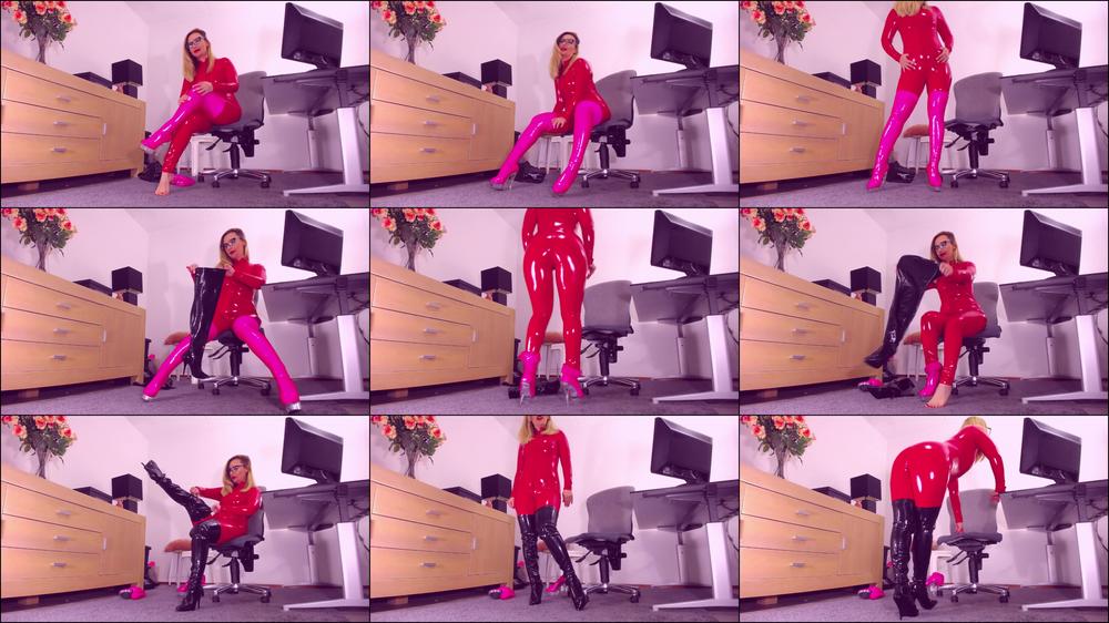 56. Boot fetish, JOI, JEI, latex catsuit