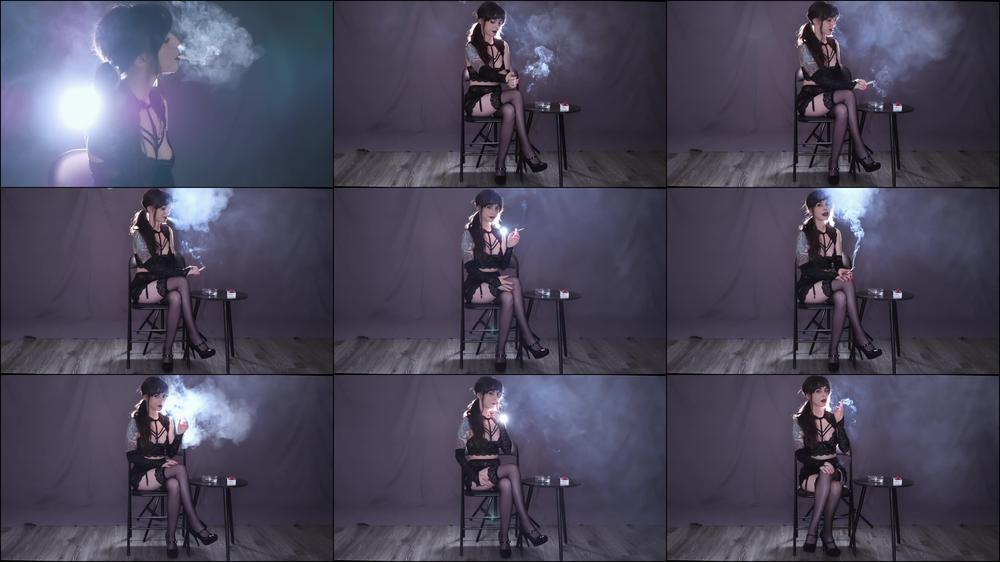Smoking Marlboro Gold 100s in Thigh High