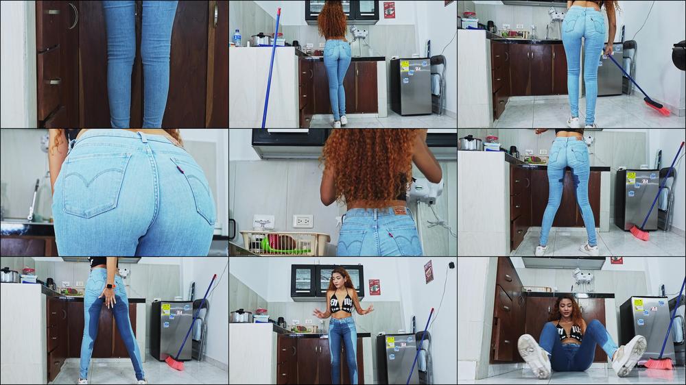 WET AND MESSY KITCHEN LEVIS JEANS