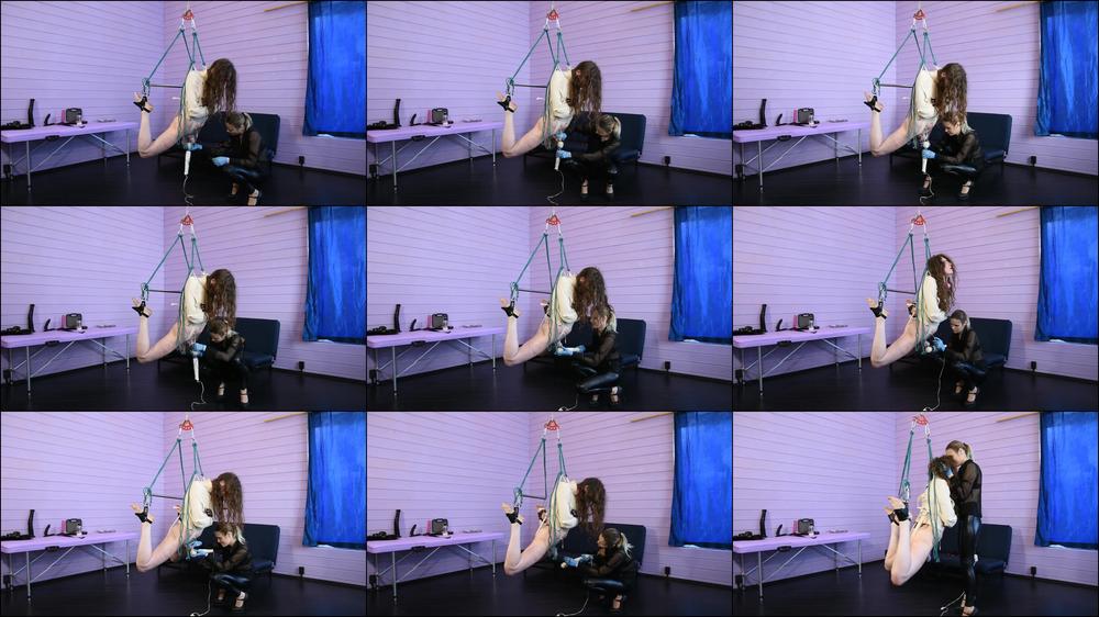 Estim and vibe orgasm for bondaged slave