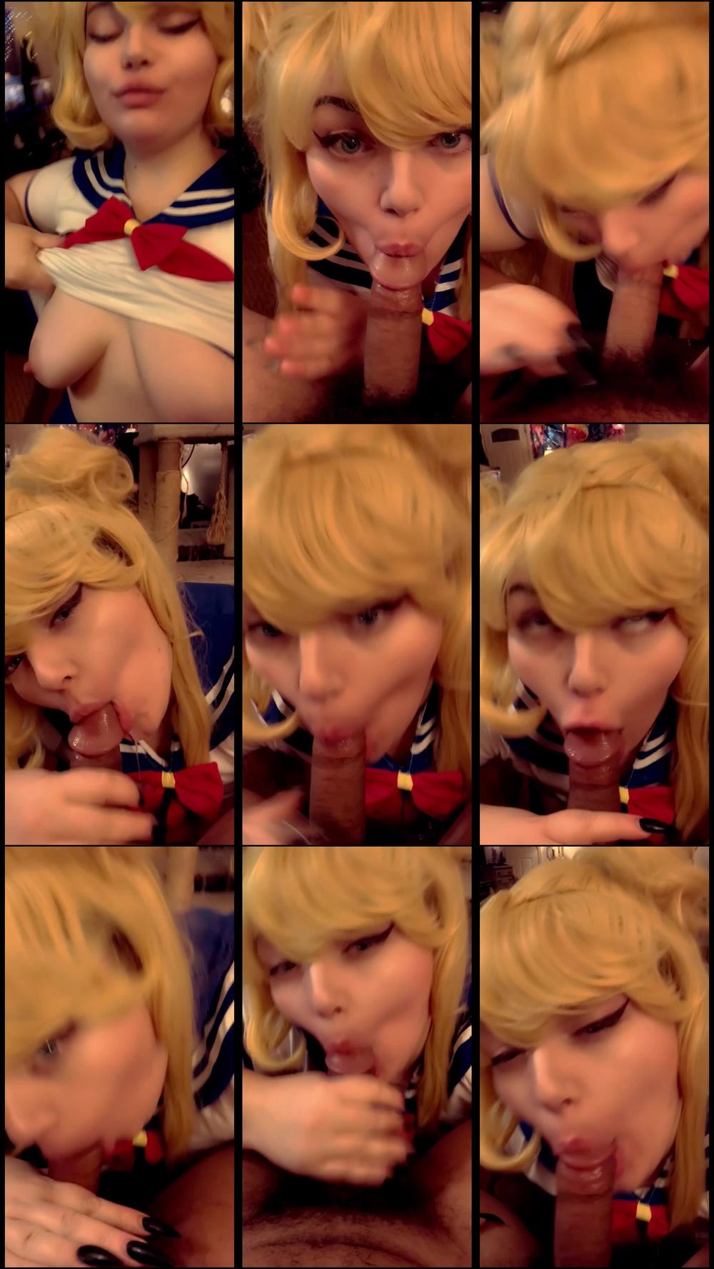 Sailor Moon Gags on Cock