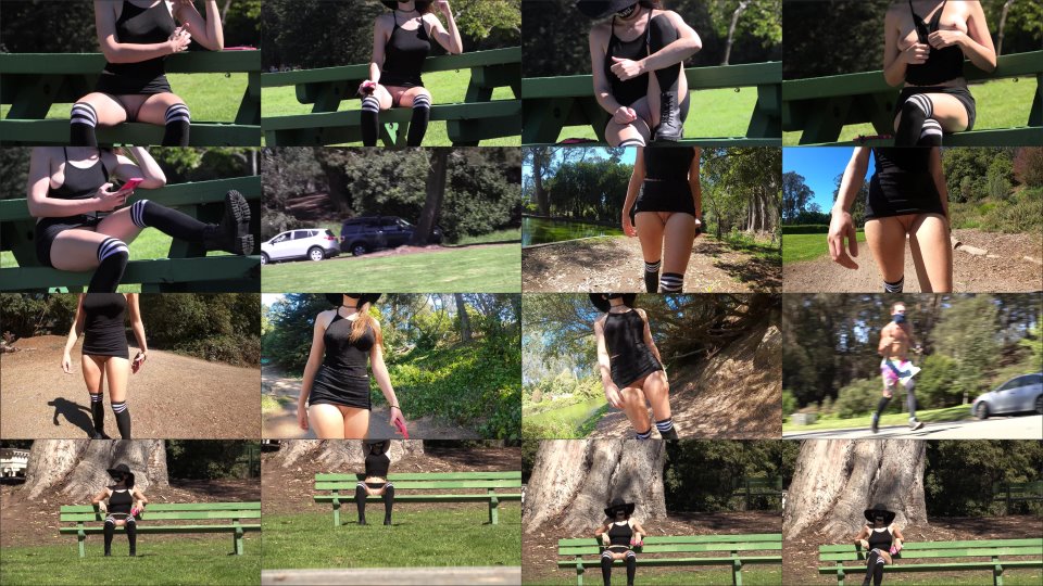 Shy Goth Pantyless Park Visit (And Got Spotted)