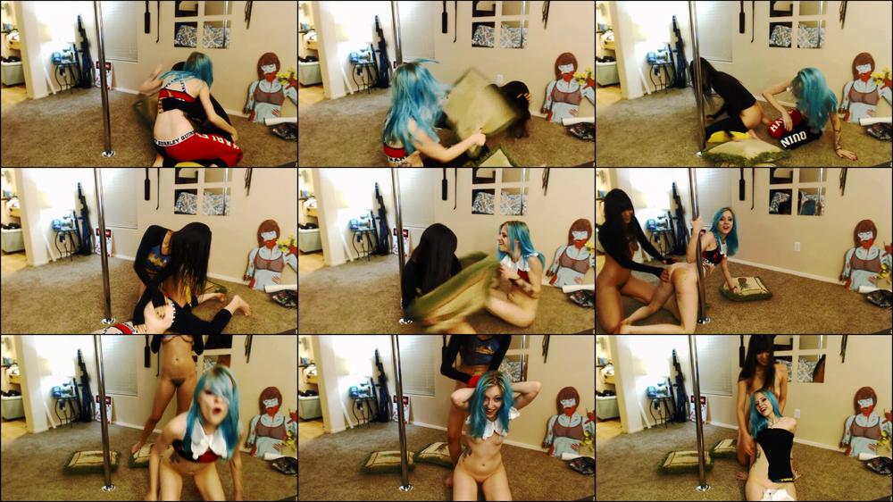 Harley and Batgirls pillow fight