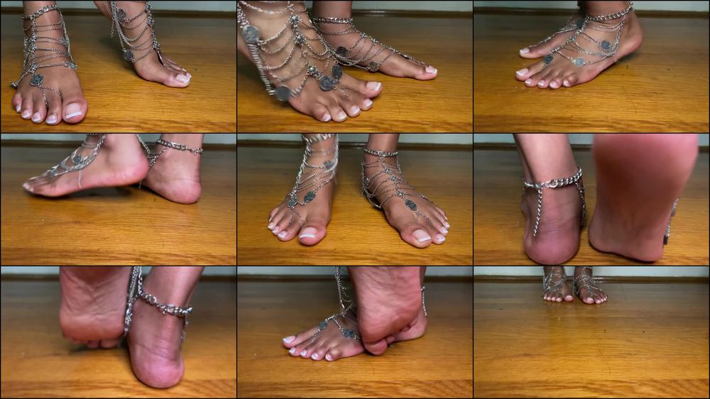 Ebony Girl Shows Barefoot Sandals
