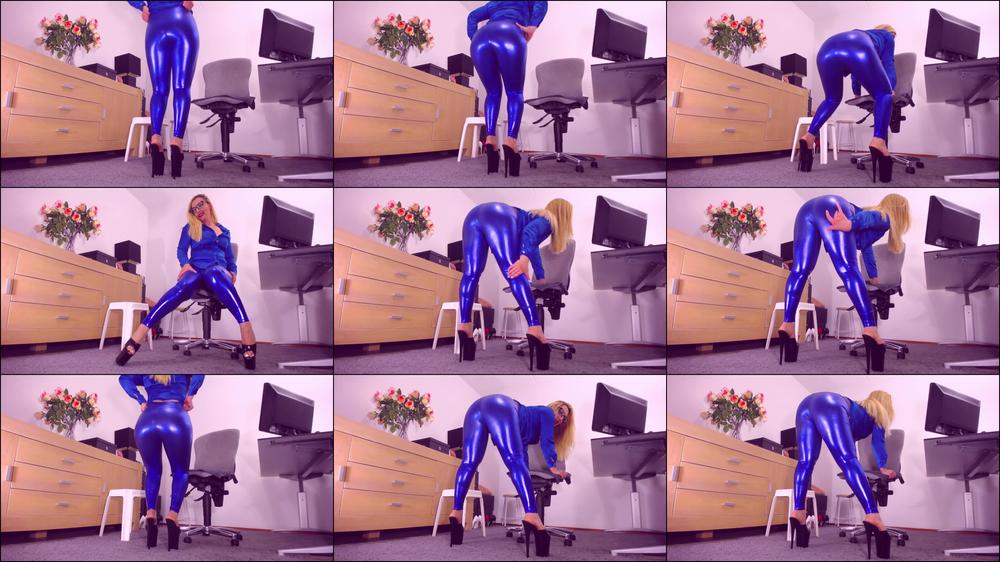 Drain ur balls for shiny tight blue leggings, JOI cum demand