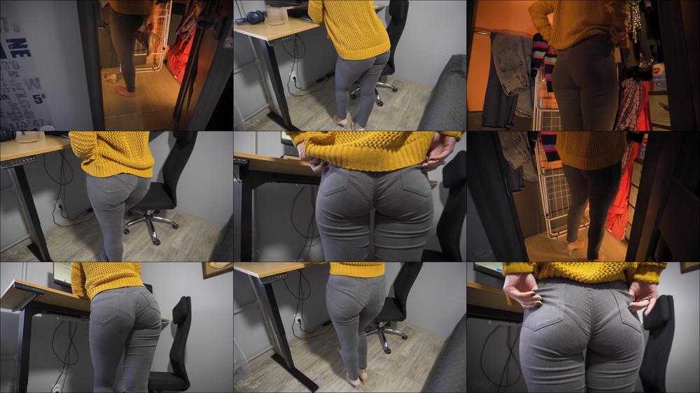 Secretary In Tight Jeans Teases Ass With Visible Panty Line