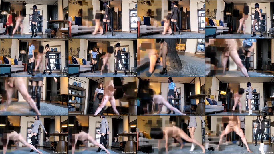 Asia Cruel Femdom Two Goddess Ballbusting Viciously In Boots