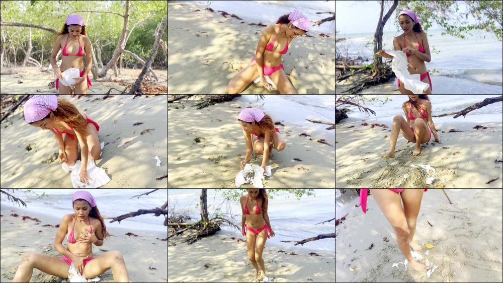 DIAPER HUMILLATION ON THE BEACH SMOKING