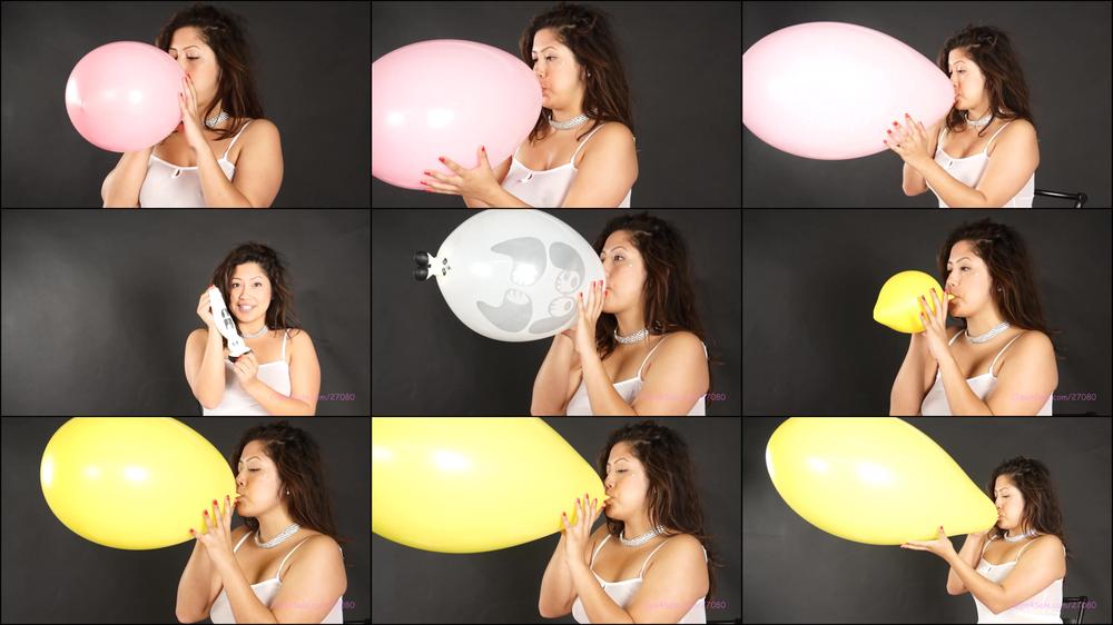 Alicia's First Balloon Blow to Pop