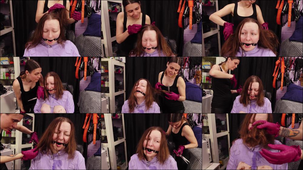 Slave girl hair cutting