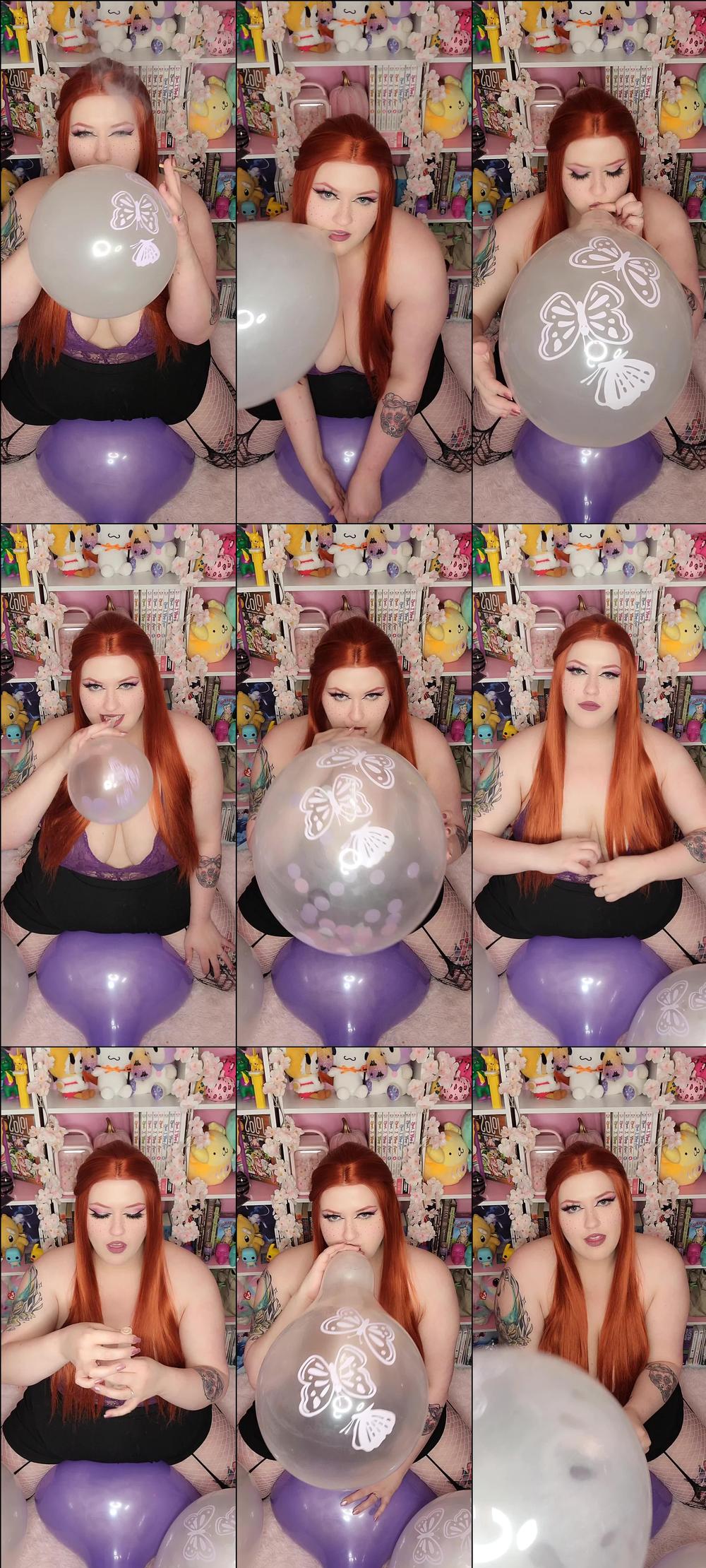 Ginger BBW smokes and fills balloons - April 04, 2022