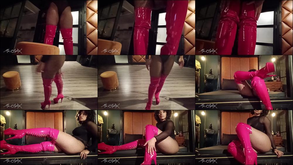 Red thigh high boots