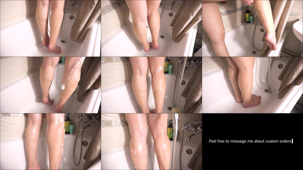 Teen Amateur Teasing Her Sexy Calves In The Shower