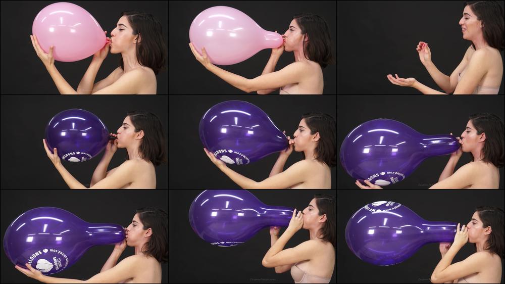 Anna's First 2 Balloon Blow to Pop