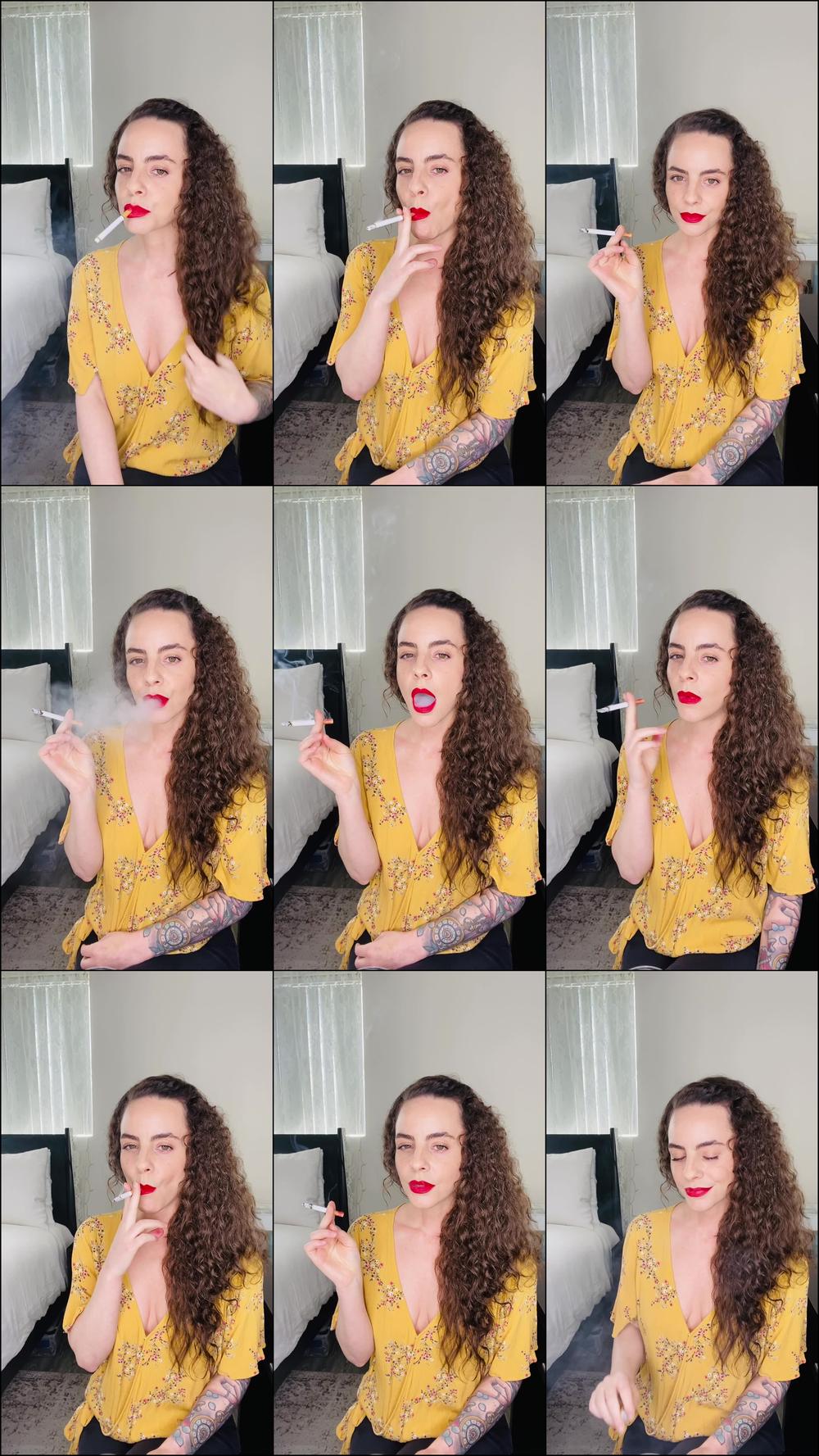 Smoking In Yellow Blouse