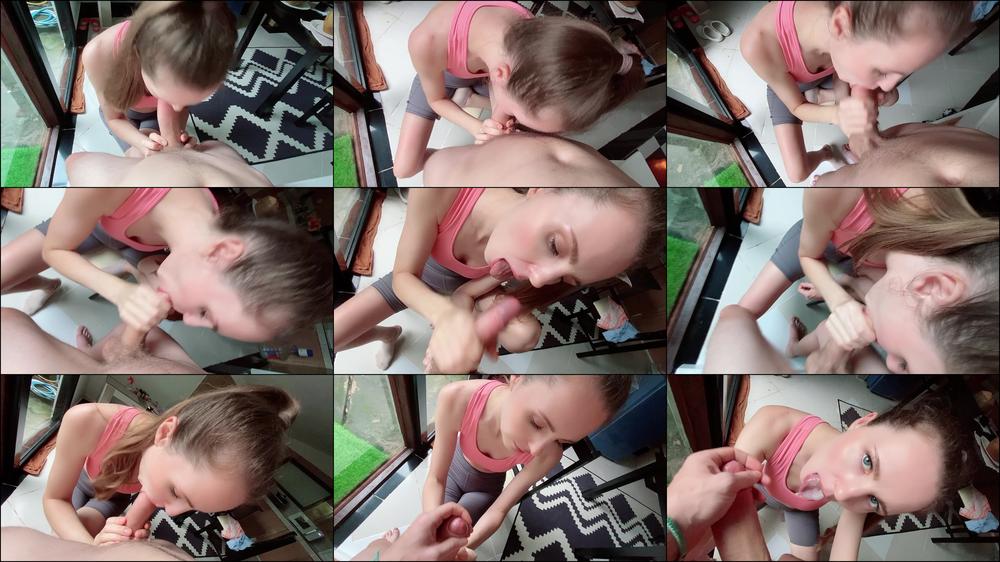POV - Obedient Stepsister Gets Cum in her Mouth