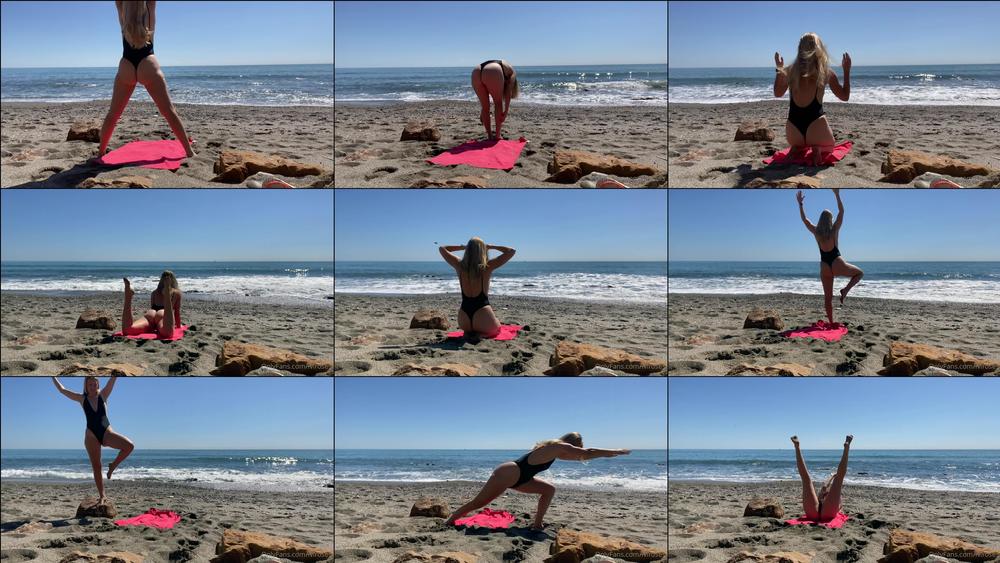 iviroses 23 03 2021 2062399209 morning yoga at the sunny beach in sexy swimsuit clip 1