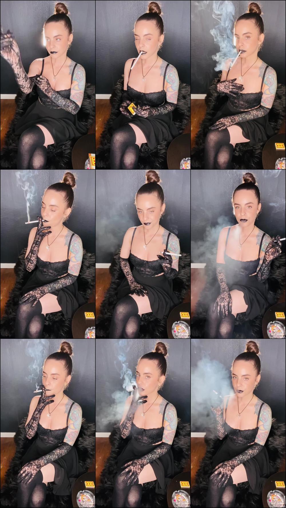 Smoking Wearing Black Lipstick
