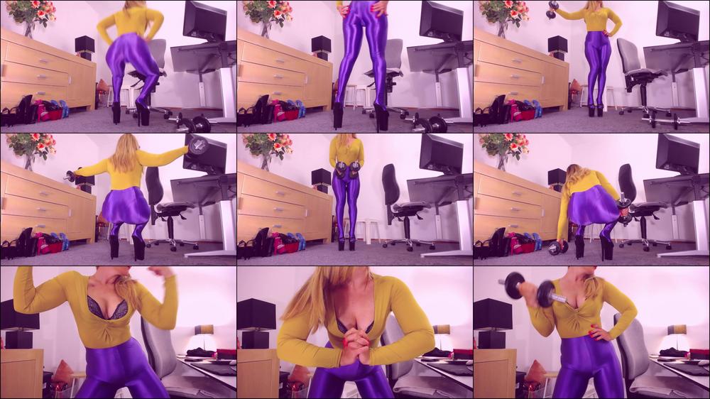Flexing my muscles with weights, spandex