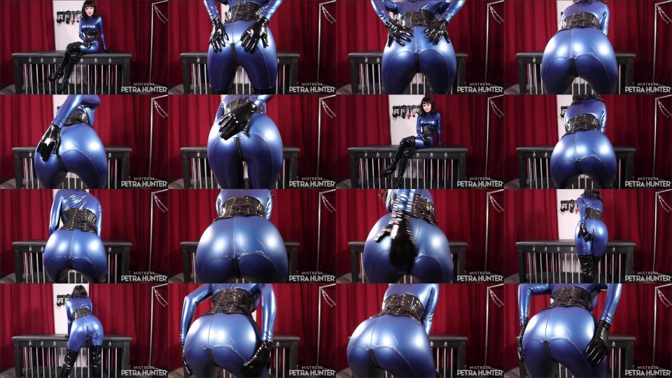 Blue-Pvc-Catsuit-Ass-Worship-Mistress-Petra-Hunter-1080P