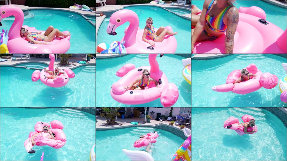 Madi B's Inflatable Sabotaged By Harley in the Pool
