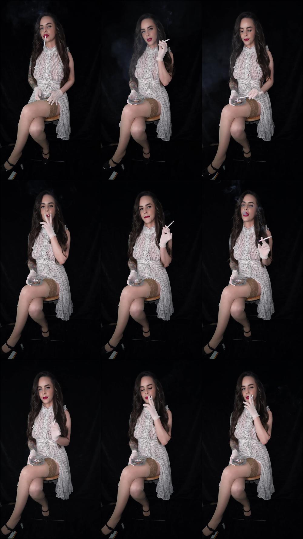 Smoking 100s in Polka Dot Dress