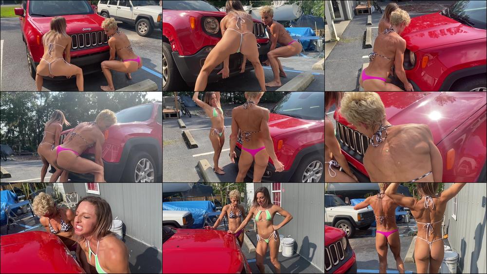 Muscle Girls Flex Trying to lift car - October 18, 2021