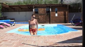 Wet clothing lilo pool fun in Spain (ScarlotRose)