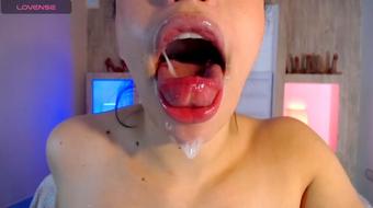 She Licks the Dildo, Making it Shiny and Wet (Melted_Chocolate)