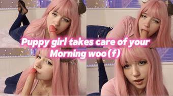 Puppy girl takes care of your morning woof (DogWife)
