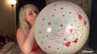 Inflatagirl Blowing Up My 32Quot Round Hearts Balloon (Inflatagirl)