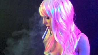 Smoking in Pink and White Wig (Dani Lynn)