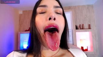 A Latina's Tongue Pleasures a Saliva-Coated Dildo (Melted_Chocolate)