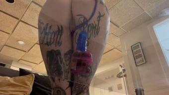 Riding Dildo on Glass Table & Mirror (Blazed Brat)