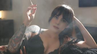 Smoking VS120s in Black Bra and Cover Up (Dani Lynn)
