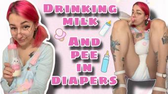 HAVING MILK AND PEEING IN DIAPERS (cutielanalova)