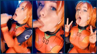 Selfie Asuka. Shinji cums in her mouth (MollyRedWolf)