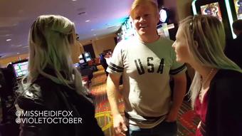 lesbian exhibitionism on las vegas strip (VioletOctober)