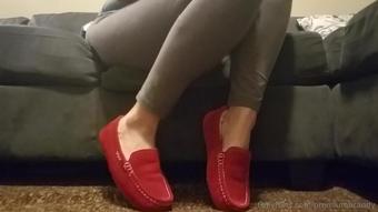 premiumbrandy 01 12 2022 2701340058 red moccasins shoe play i tease you by playing with my moccasins. slowly slipping them off (premiumbrandy)