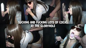 Fun with lots of cocks at the gloryhole (gangbangwife)
