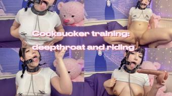 Cocksucker training: deepthroat and riding (DogWife)