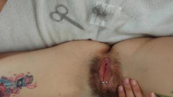 Cutting hairy pussy (Gypsy Maya)