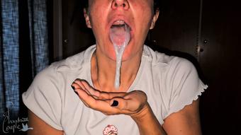 A huge load of hot cum for breakfast makes this MILF happy (IncandescentCouple)