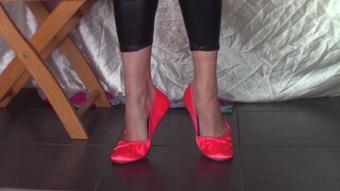 Coral Satin Flats Worship (Goddess Vanessa)