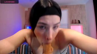 Intriguing Oral Play: A Massive Dildo and Lots of Saliva (Melted_Chocolate)