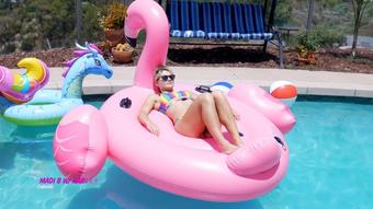 Madi B's Inflatable Sabotaged By Harley in the Pool (Custom Fetish)