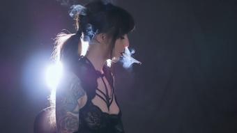 Smoking Marlboro Gold 100s in Thigh High (Dani Lynn)